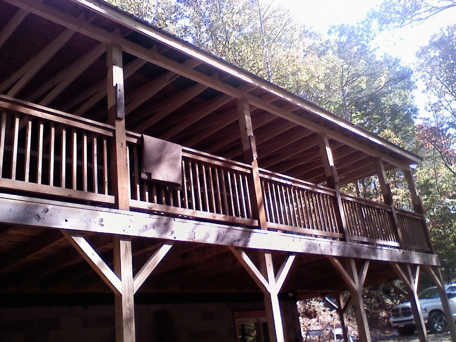 Timber framing under a new elevated porch and deck — Roof Leak Repair in Sugar Grove by Roofing Brothers